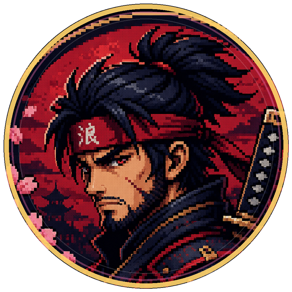 Pixel Ronin samurai character